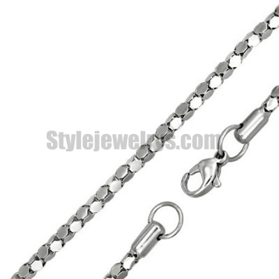 Stainless steel jewelry Chain 50cm - 55cm length oval box chain necklace w/lobster 3mm ch360244 - Click Image to Close